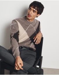 Country Road - Merino Wool Argyle Crew Neck Knit