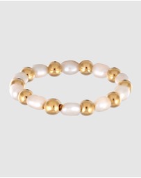 Elli Jewelry - Ring Festival with Freshwater Pearls in 925 Sterling Silver Gold Plated