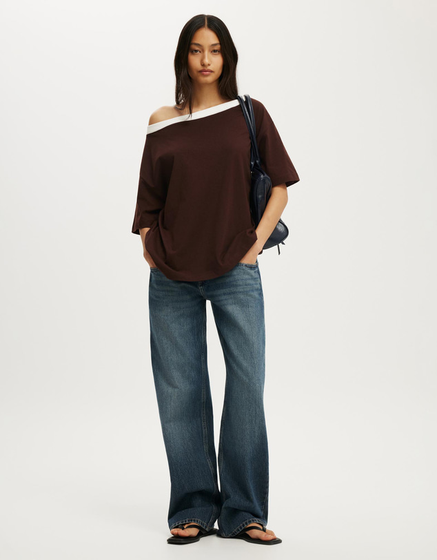 Cotton On - Boxy Off Shoulder Short Sleeve Tee