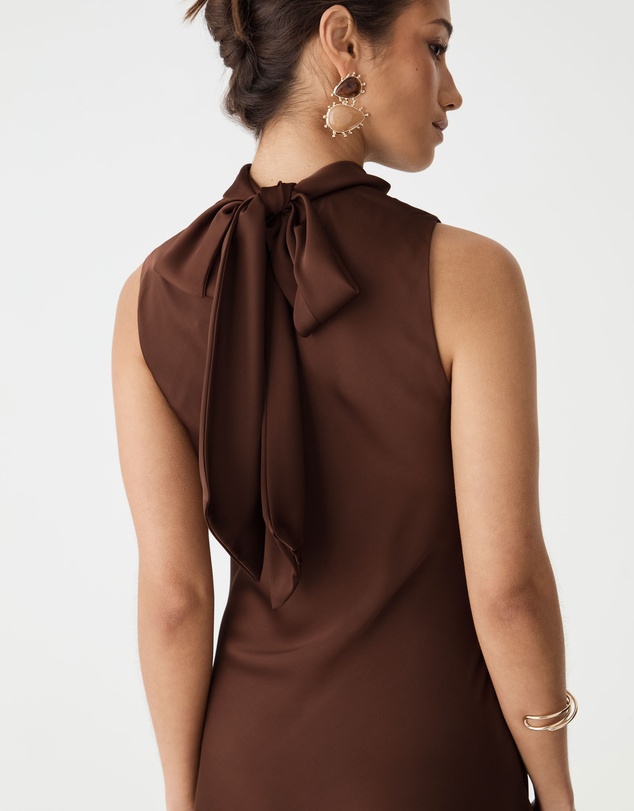 Forcast - Lorelei Tie Neck Satin Dress