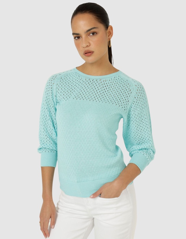 SACHA DRAKE - 3/4 Sleeve Ripple Knit Top