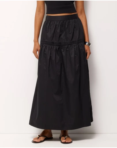 AERE - Pintuck Poplin Midi Skirt