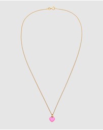 Elli Jewelry - Necklace Kids Heart Pendant Cute with Enamel Pink in 925 sterling silver gold plated