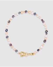 Nialaya Jewellery - Women's Multi-Colored Pearl Choker with Gold Panther Head