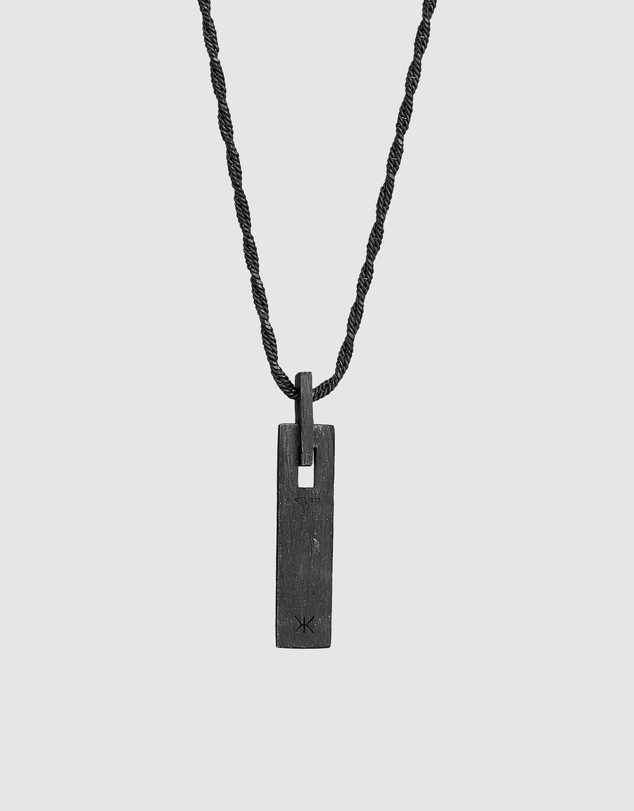 Kuzzoi - ICONIC EXCLUSIVE - Long Tag Pendant Necklace in Oxidised 925 Sterling Silver