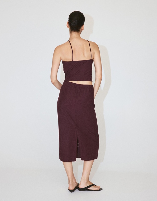 M.N.G - Linen Skirt with Floral Embroidery