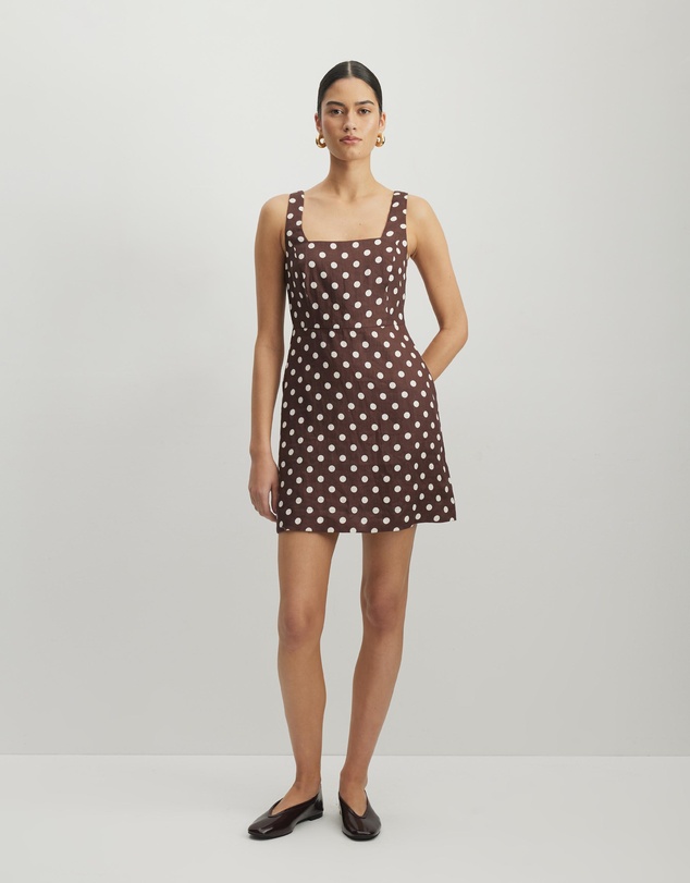 AERE - Tessa Polka Dot Linen Mini Dress