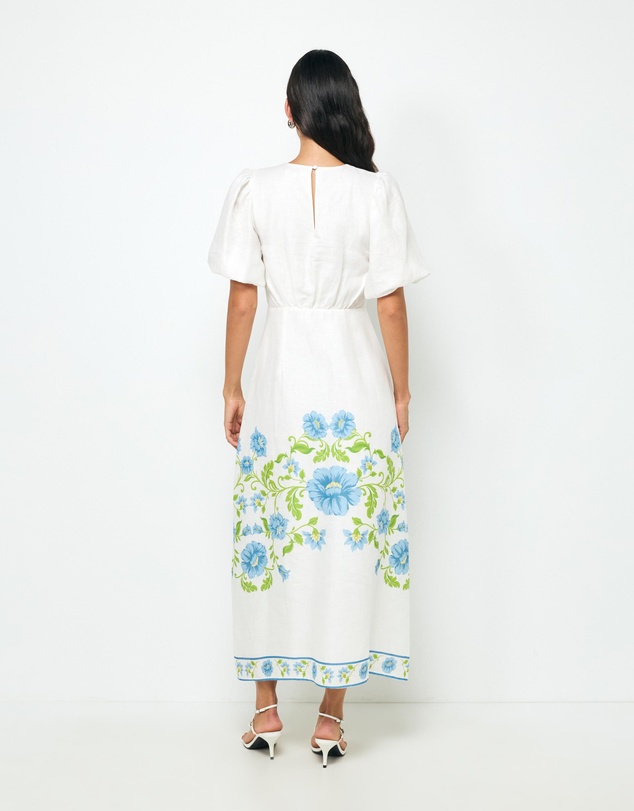 AERE - Elladia Puff Sleeve Midi Dress