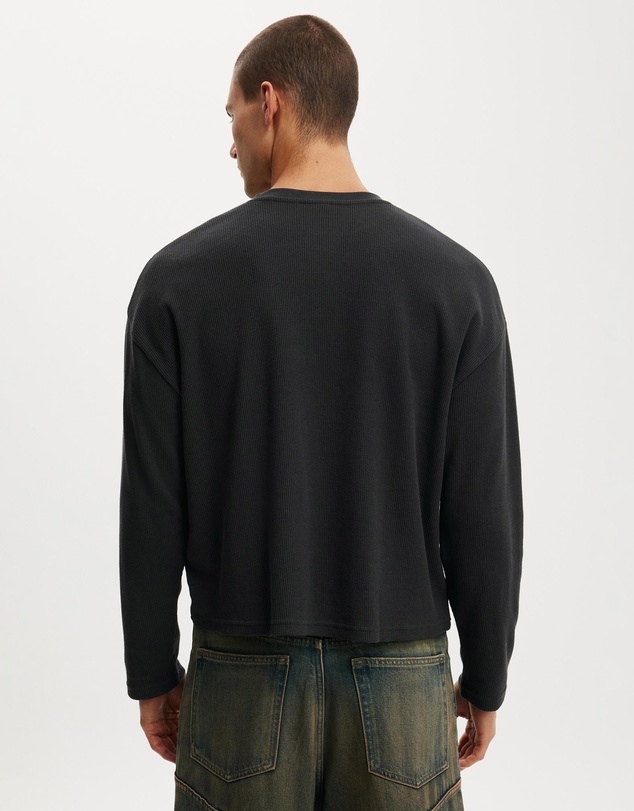 Cotton On - Relaxed Fit Textured Henley T-Shirt