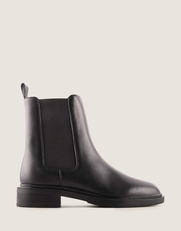 Shelly Shen - Harper Flat Ankle Boots Black Leather