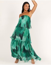 Petal & Pup - Bloom Strapless Maxi Dress - Green Floral