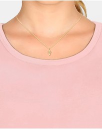 Elli Jewelry - Necklace Kids Cross Heart Crystals 925 Sterling Silver Gold Plated