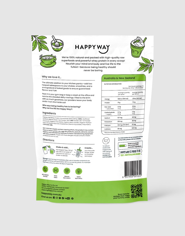 Happy Way - Matcha Latte Whey Protein Powder