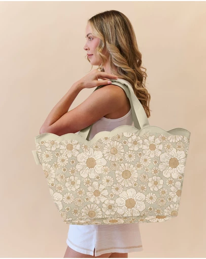 Sky Gazer - Scalloped Edge Beach Bag- Casuarina
