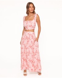 Petal & Pup - Tyler Drop Waist Maxi Skirt - Rose Pink Floral