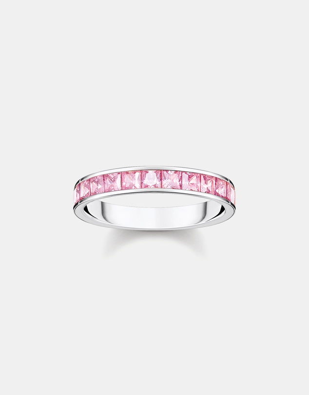 THOMAS SABO - Heritage Pink Pave Silver Band Ring