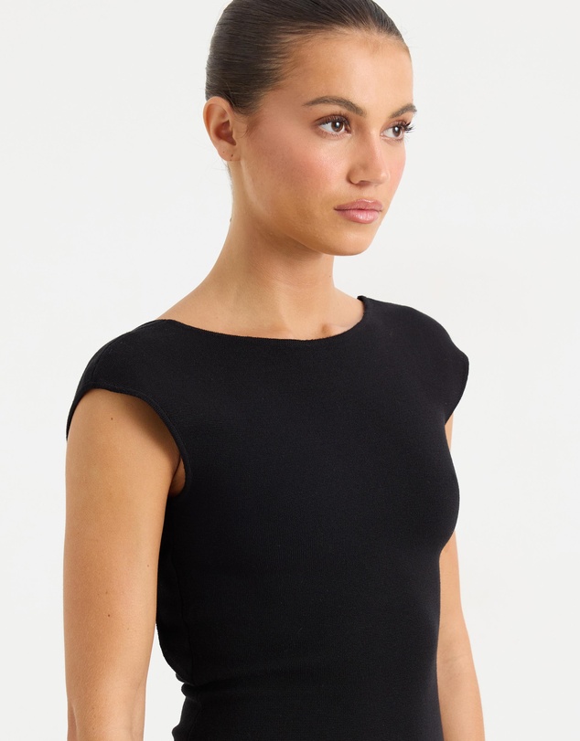 Calli - Phonix Boat Neck Compact Knit Top