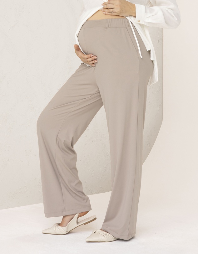 Angel Maternity - Miya Maternity High Waist Multi-Function Pants in Stone Grey