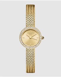 Rosefield - Mini Small Edit Champagne Dial Crystal Gold-Tone Woven Mesh Watch