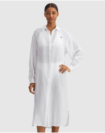 Polo Ralph Lauren - Cotton & Linen Shirt Dress Beach Cover Up