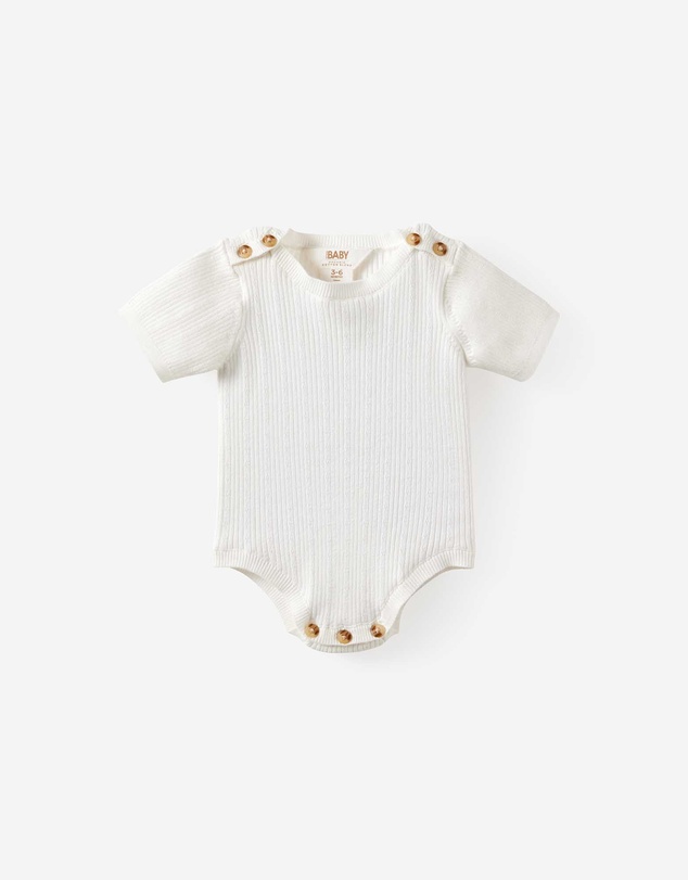 Cotton On Kids - Baby Organic Blend Knit Short Sleeve Bubbysuit