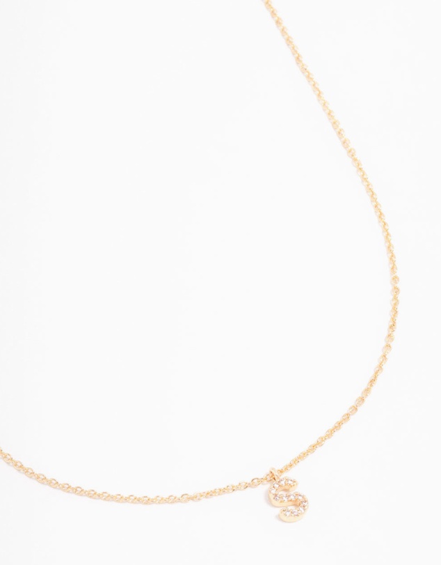 Lovisa - Gold Plated Cubic Zirconia Letter S Necklace