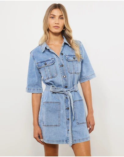 Atmos&Here - Zarah Short Sleeve Denim Mini Dress