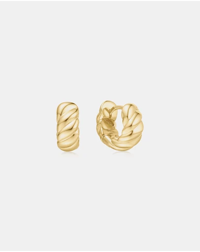 Ania Haie - Ania Haie Gold Bold Texture Small Huggie Hoop Earrings