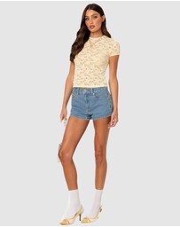 EDIKTED - Kaori Sheer Lace T Shirt
