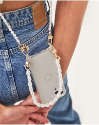 LOUVE COLLECTION - Clear Phone Case + Pearl Crossbody Chain & Wristlet