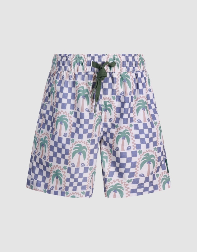Skwosh - Palm Check Party Boys Everyday Shorts in White