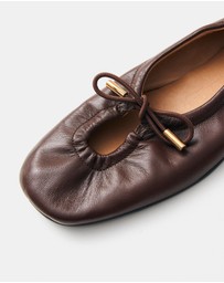 Alohas - Rosalind Brown Leather Ballet Flats - Women's