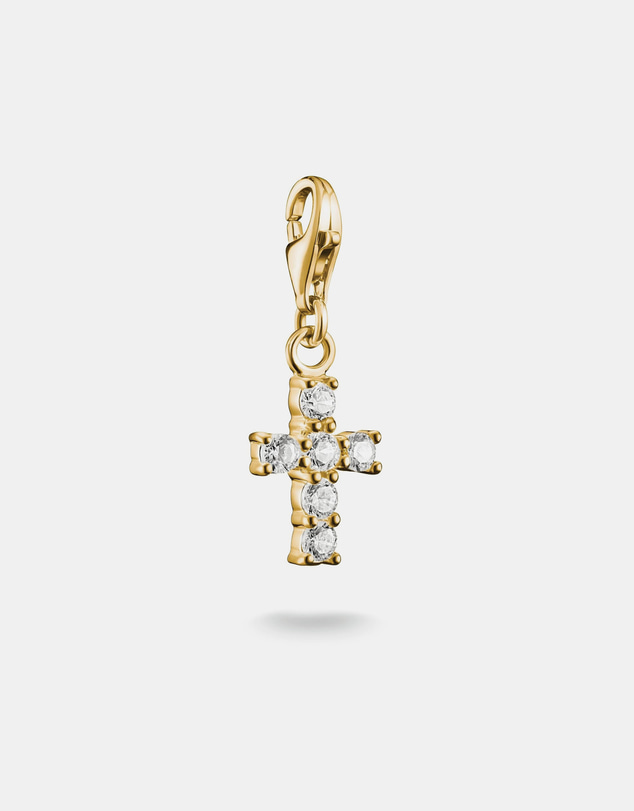 THOMAS SABO - Gold-Plated Cross Charm with White Zirconia