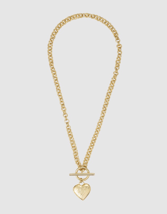 Wanderlust + Co - Honor Heart Mantra Gold Locket Necklace