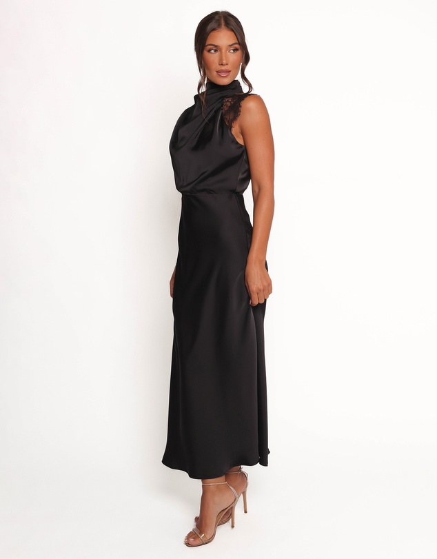 Petal & Pup - Anabelle Halter Neck Lace Maxi Dress - Black