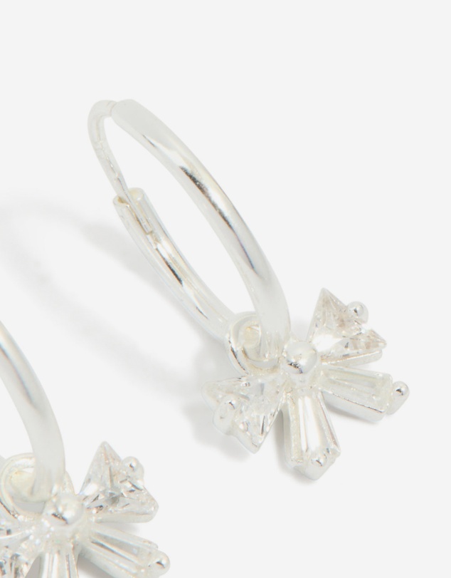 Lovisa - Sterling Silver Cubic Zirconia Bow Charm Huggie Earrings