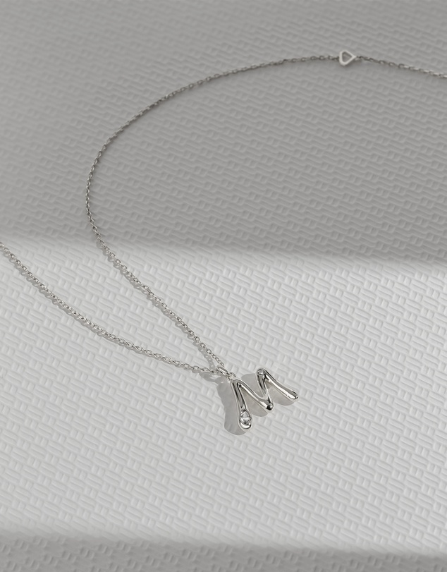 Wanderlust + Co - Alphabet Bubble Silver Necklace - Letter M
