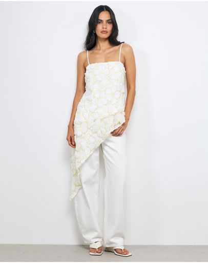 White Floral Sequin