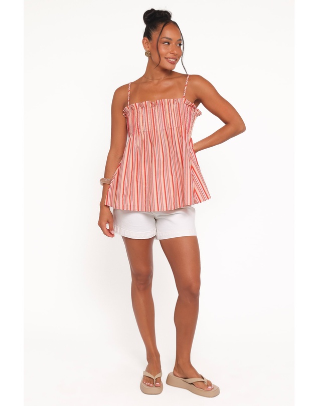 Petal & Pup - Carson Pleated Top - Peach Stripe