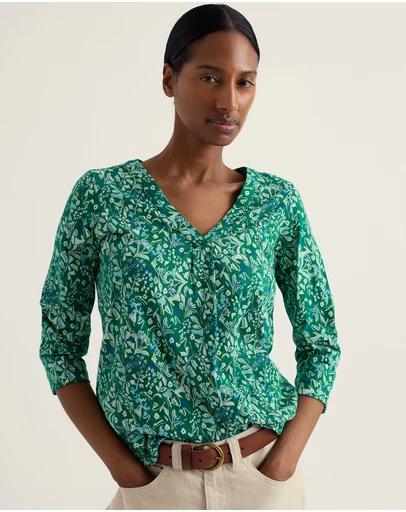 Seasalt - Seasalt Cornwall Green 3/4 Barnoon Top