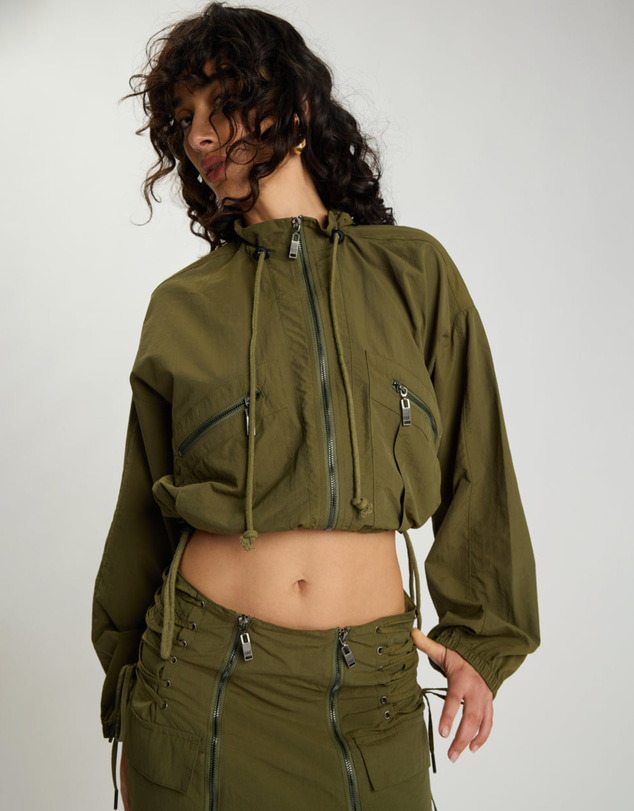 ONE TEASPOON - Drift Cropped Bubble Hem Jacket - Khaki