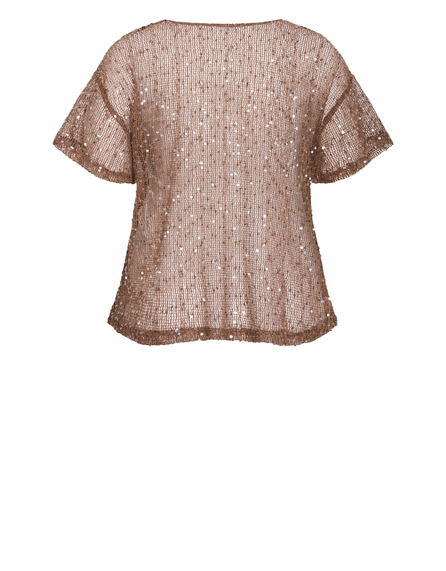 City Chic - Plus size Starlit Sequin Top - mocha