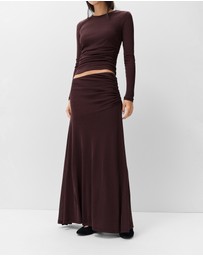 UNISON - Ruched Mesh Maxi Skirt