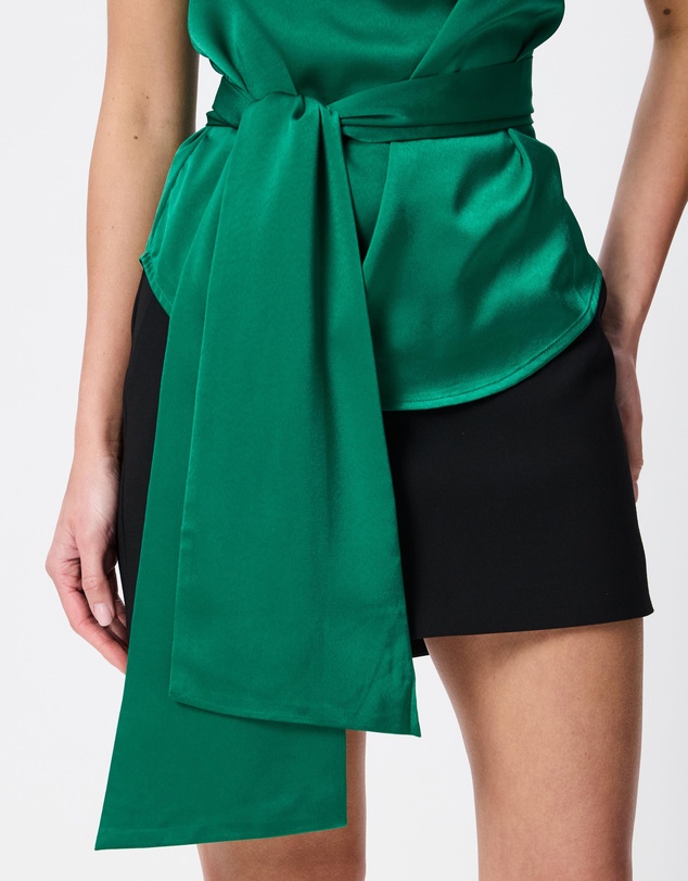 Tussah - Violet Drape Tie Detail Satin Top