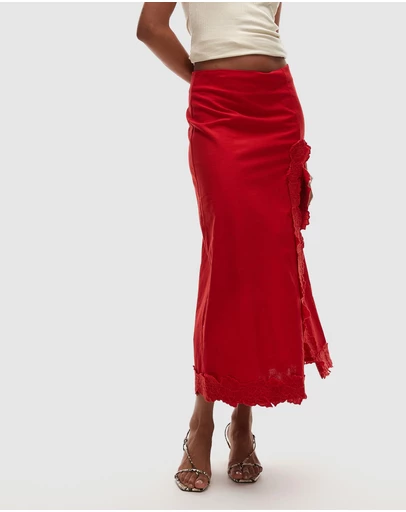 TOPSHOP - Floral Cutwork Midi Skirt