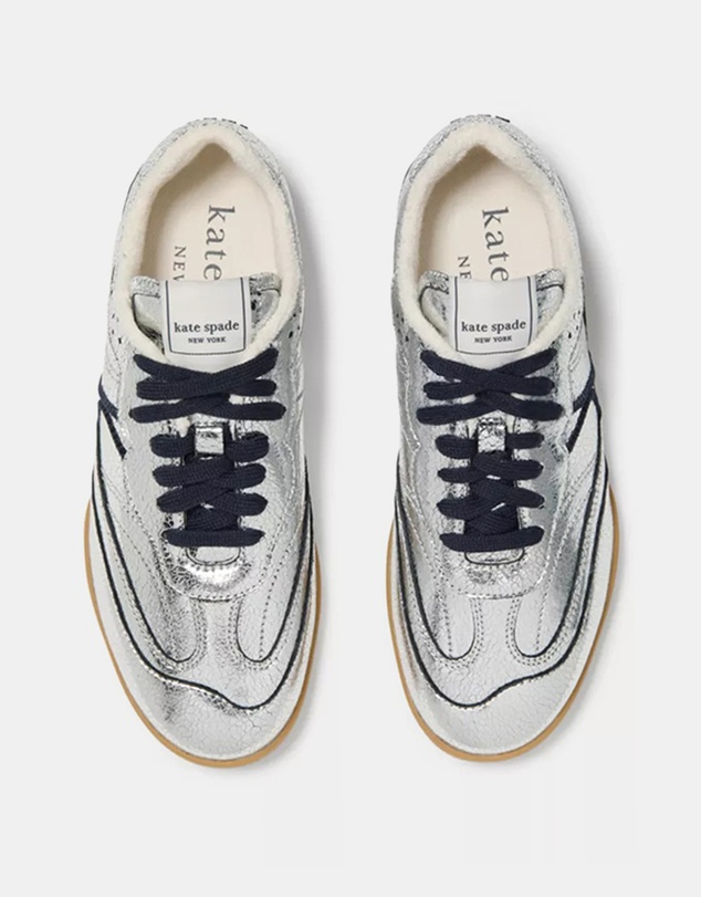 Kate Spade - KS Drift Metallic Crackled Leather Sneakers
