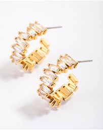 Lovisa - Gold Plated Organic Cubic Zirconia Baguette Hoop Earrings