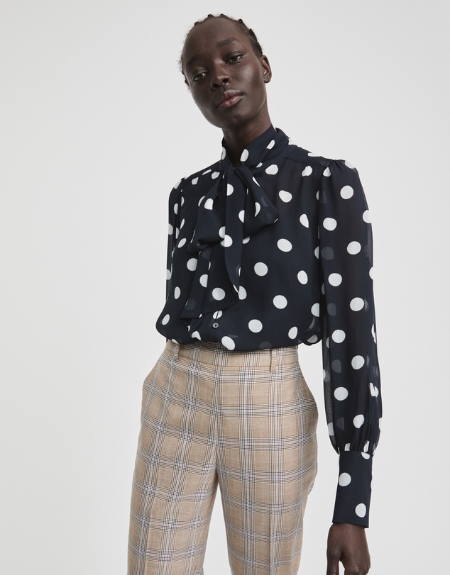 Witchery - Spot Print Tie Neck Blouse