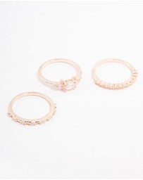 Lovisa - Rose Gold Plated Fine Marquise Stacking Ring 3-Pack