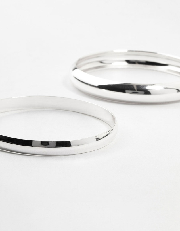 Lovisa - Silver Plated Classic Medium Smooth Bracelets 3-Pack